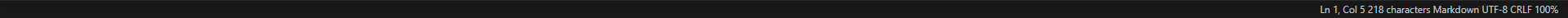 Status bar from a code-heavy Markdown document, showing line, column, encoding, and zoom.